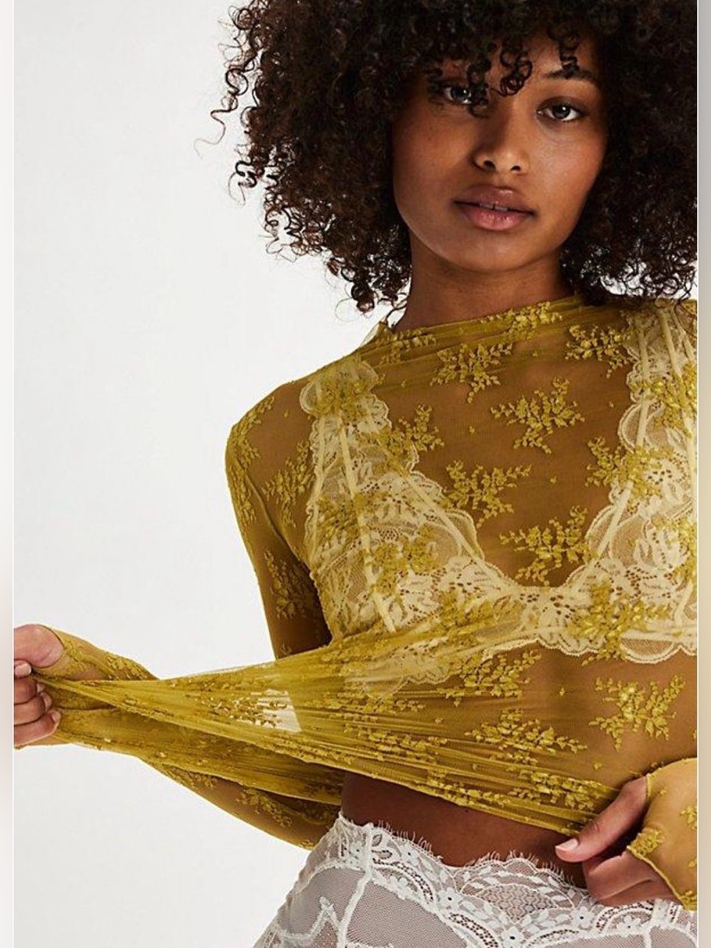Free People Lady Lux Layering Top NWT in Mustard Yellow
